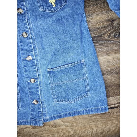 Vintage Disney Winnie the Pooh Embroidered Long Denim Jacket Women’s Size Large - Picture 7 of 16
